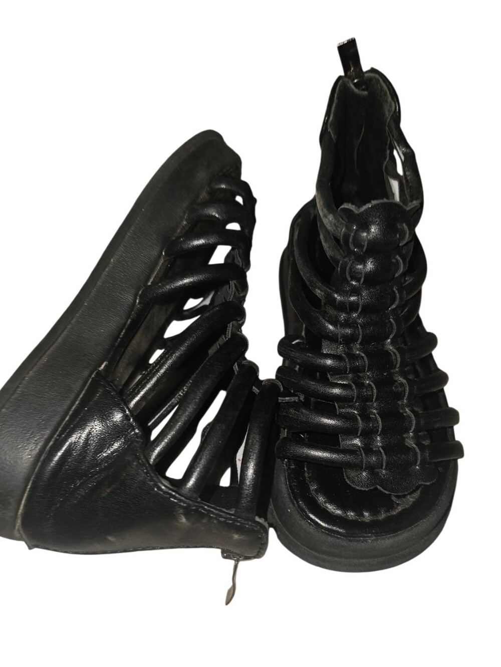 Black Kids Strappy Cage Sandals